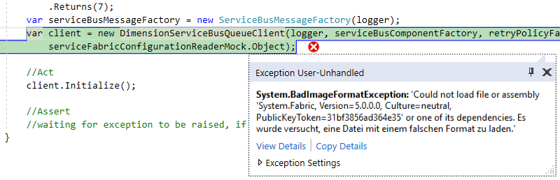 badimageformatexception-servicefabric-unit-tests